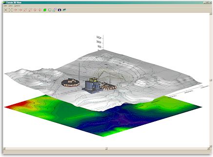 Buildings chimneys and land charges in 3D with the help of aermod model