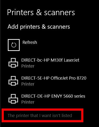 The printer that I want isn’t listed